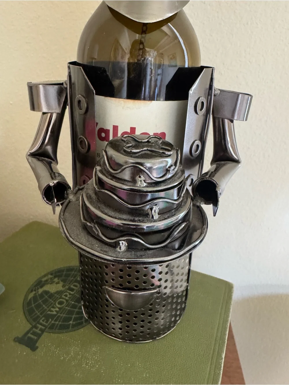 Metal Wine Bottle Holder. WINE BOTTLE NOT INCLUDED!